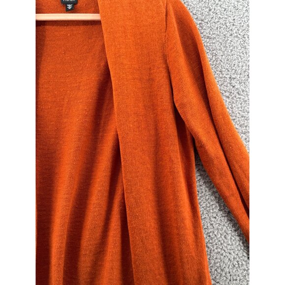Eileen Fisher Womens Open Front Orange Linen Cardigan Sweater Size Medium - Picture 3 of 9